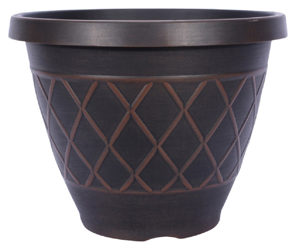 Southern Patio HDR-054849 Planter, Round, Brown, 15 Inch