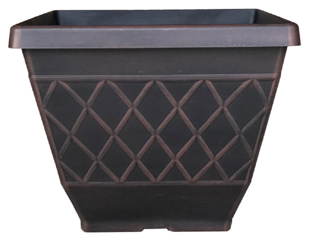 Southern Patio HDR-054856 Planter, Square, Brown, 16 Inch