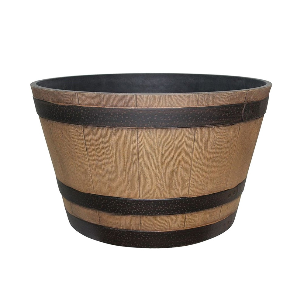 Southern Patio HDR-055440 Whiskey Barrel Planter, Resin, Natural Oak
