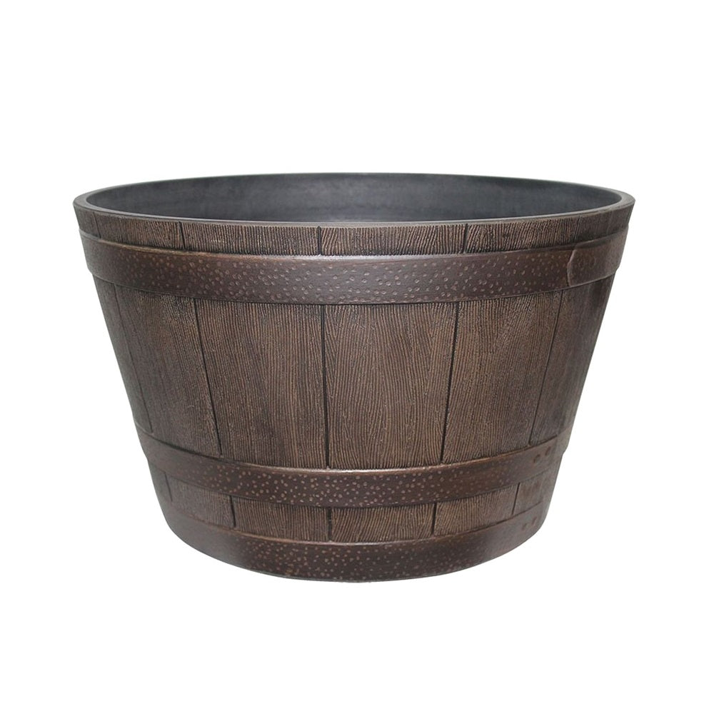 Southern Patio HDR-055464 Whiskey Barrel Planter, Resin, Kentucky Walnut
