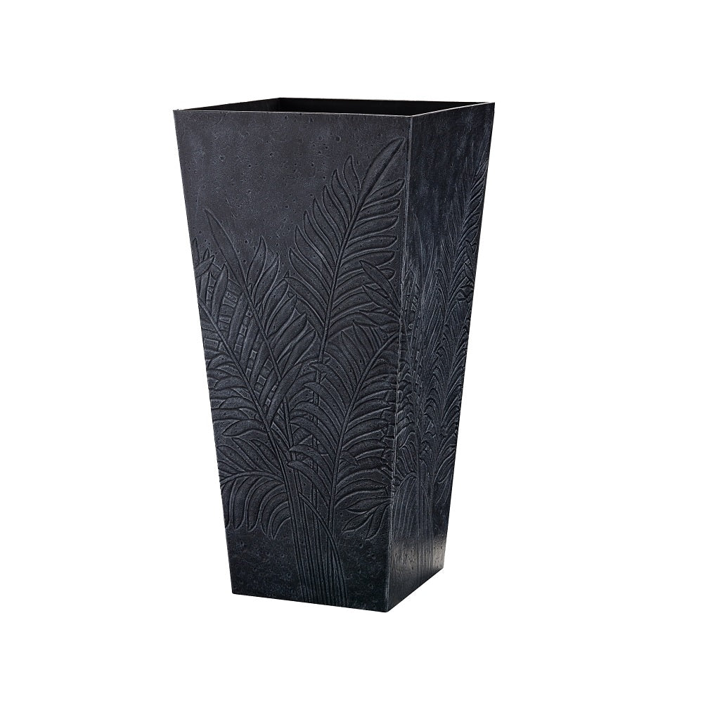 Southern Patio RUB-091516 Subtle Imprint Fern Planter, Black/Gray