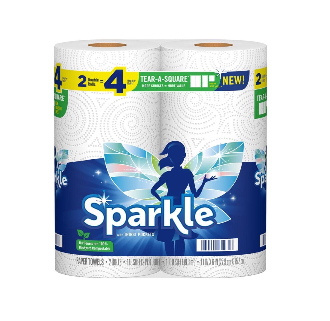 Sparkle 22272 Tear-A-Square Paper Towels, White, Pack of 2