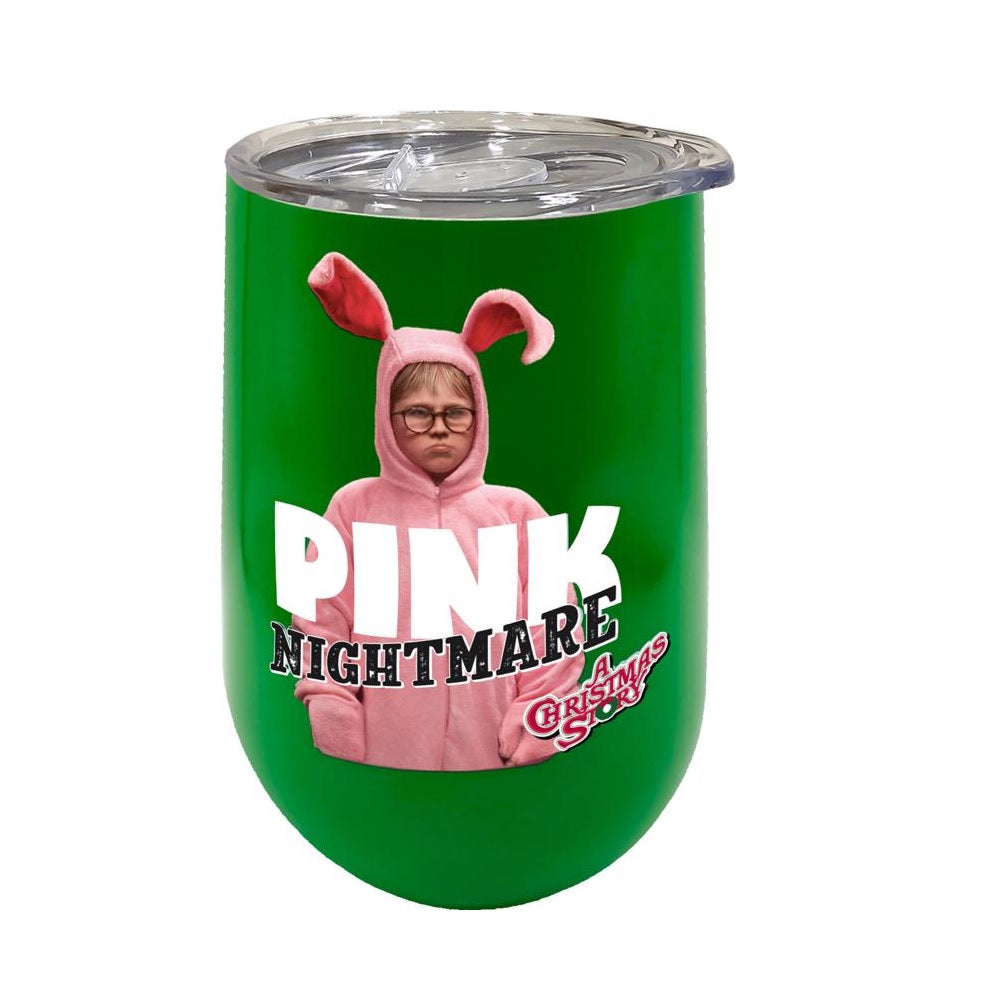 Spoontiques 16989 Wine Tumbler Christmas Story Pink Nightmare, Green