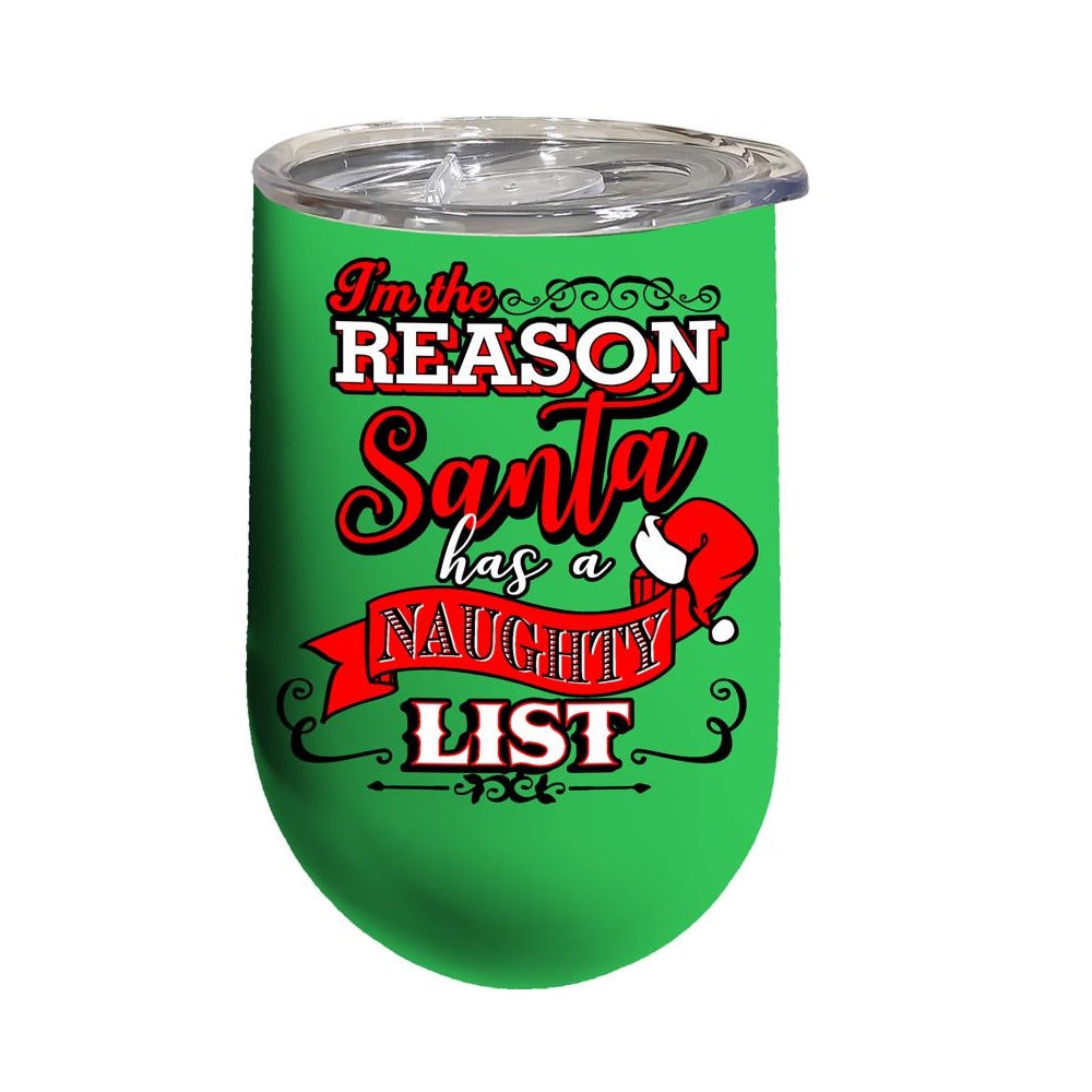 Spoontiques 16996 Wine Tumbler Santa Naughty List, Green