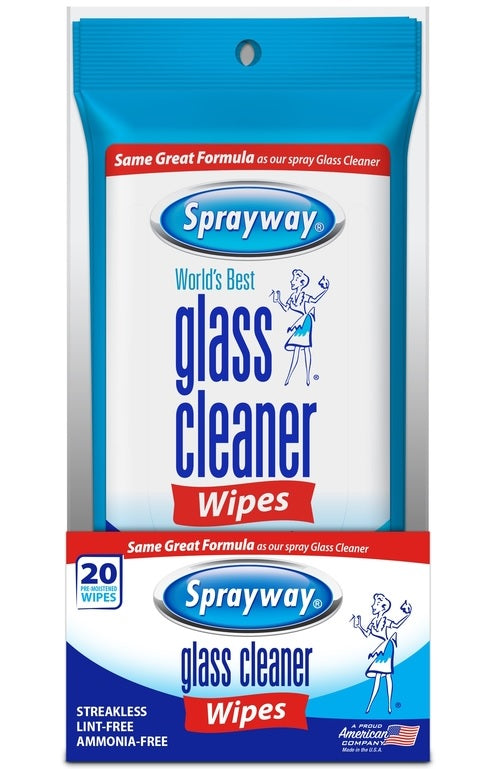 Sprayway SW199R Glass Cleaner Wipes, 20 Count Wipes