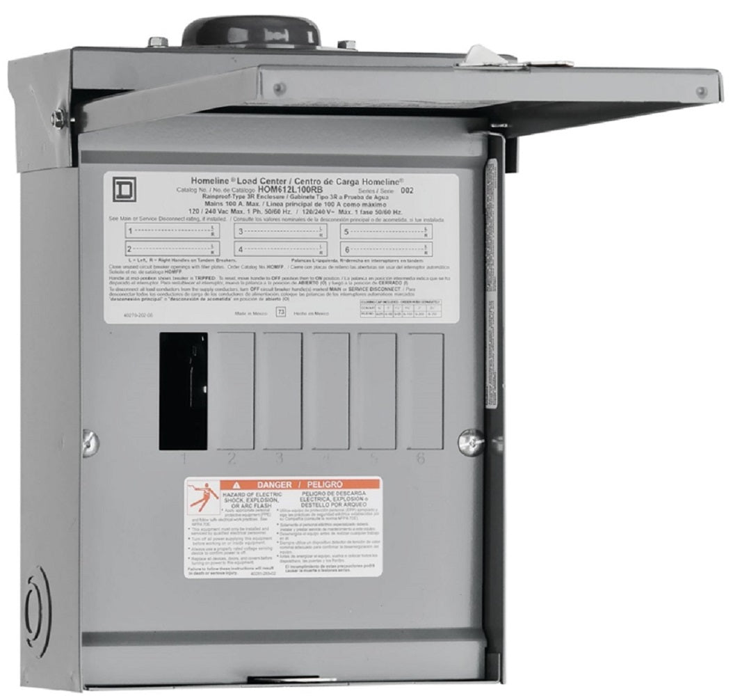 Square D HOM612L100RBCP Outdoor Main Lug Load Center, 100 Amp