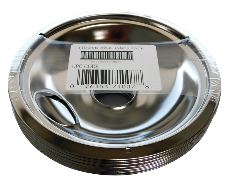 Stanco 700-8B Drip Bowls, Steel, Chrome, Silver, 8"