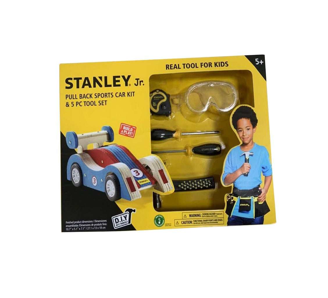 Stanley Jr. STJK030-T05-SY Pull Back Sports Car Kit and Tool Set, Multicolored