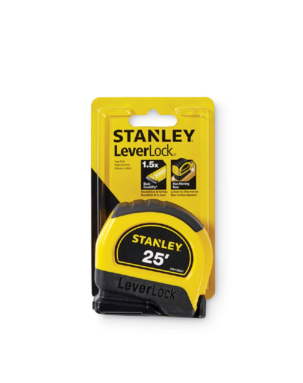 Stanley STHT30825 Leverlock Measuring Tape, Black/Yellow, 1 inch x 25 feet