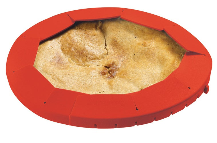 Starfrit 080332009CLIP Gourmet Pie Crust Shield, Silicone, Red