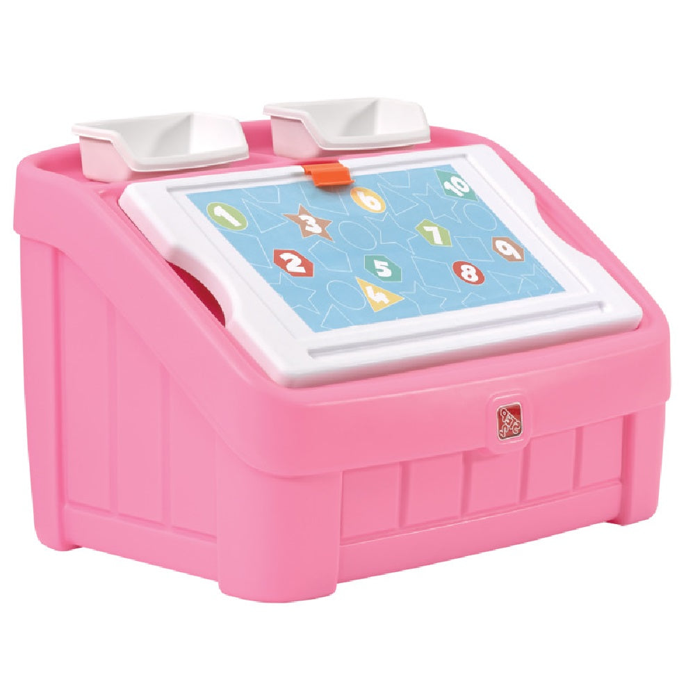 Step 2 848800 2-in-1 Kids Toy Box and Art Lid, Pink