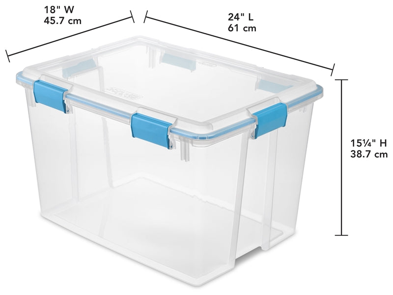 Sterilite 19384304 Latch Storage Box, Blue/Clear, 80 Quart