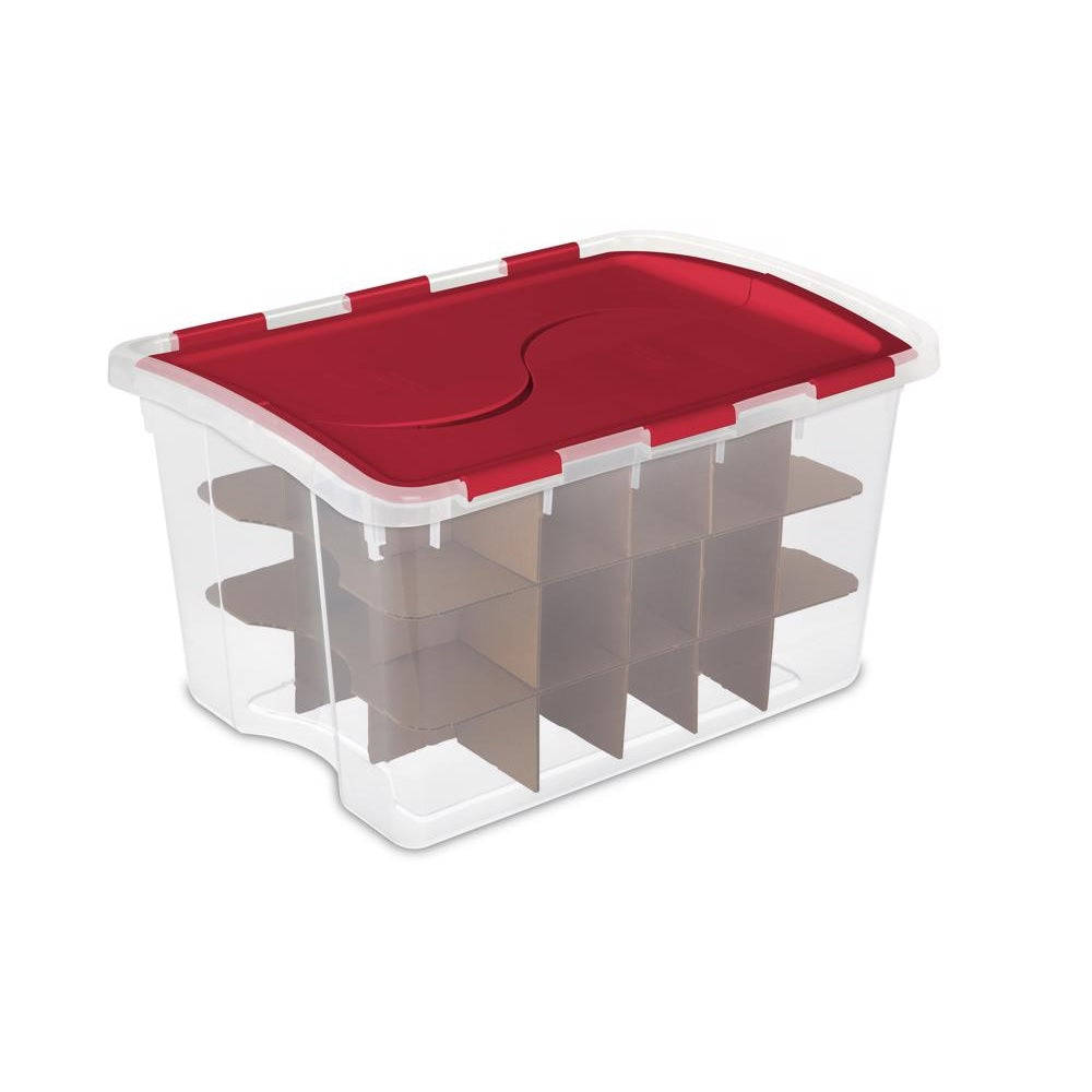 Sterilite 19096606 Ornament Storage Box With Hinged Lid, 48 Quart Capacity