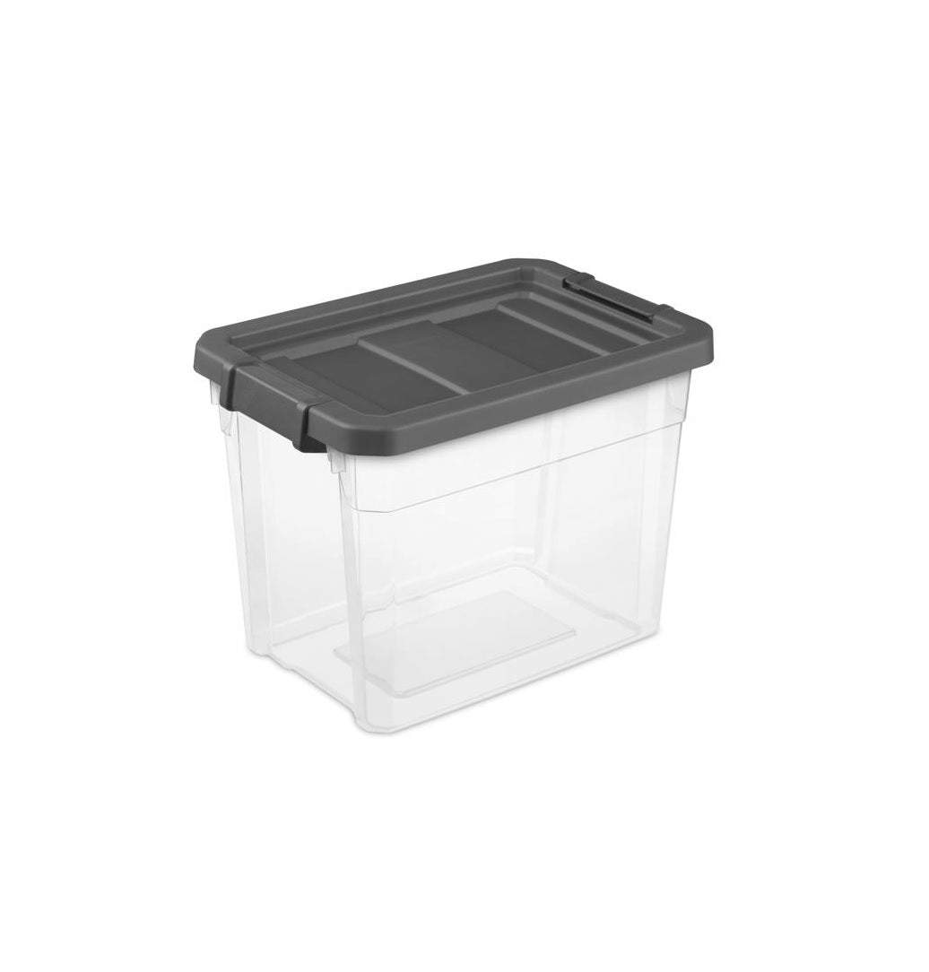 Sterilite 14733V06 Storage Box, Clear/Gray, 30 Quart