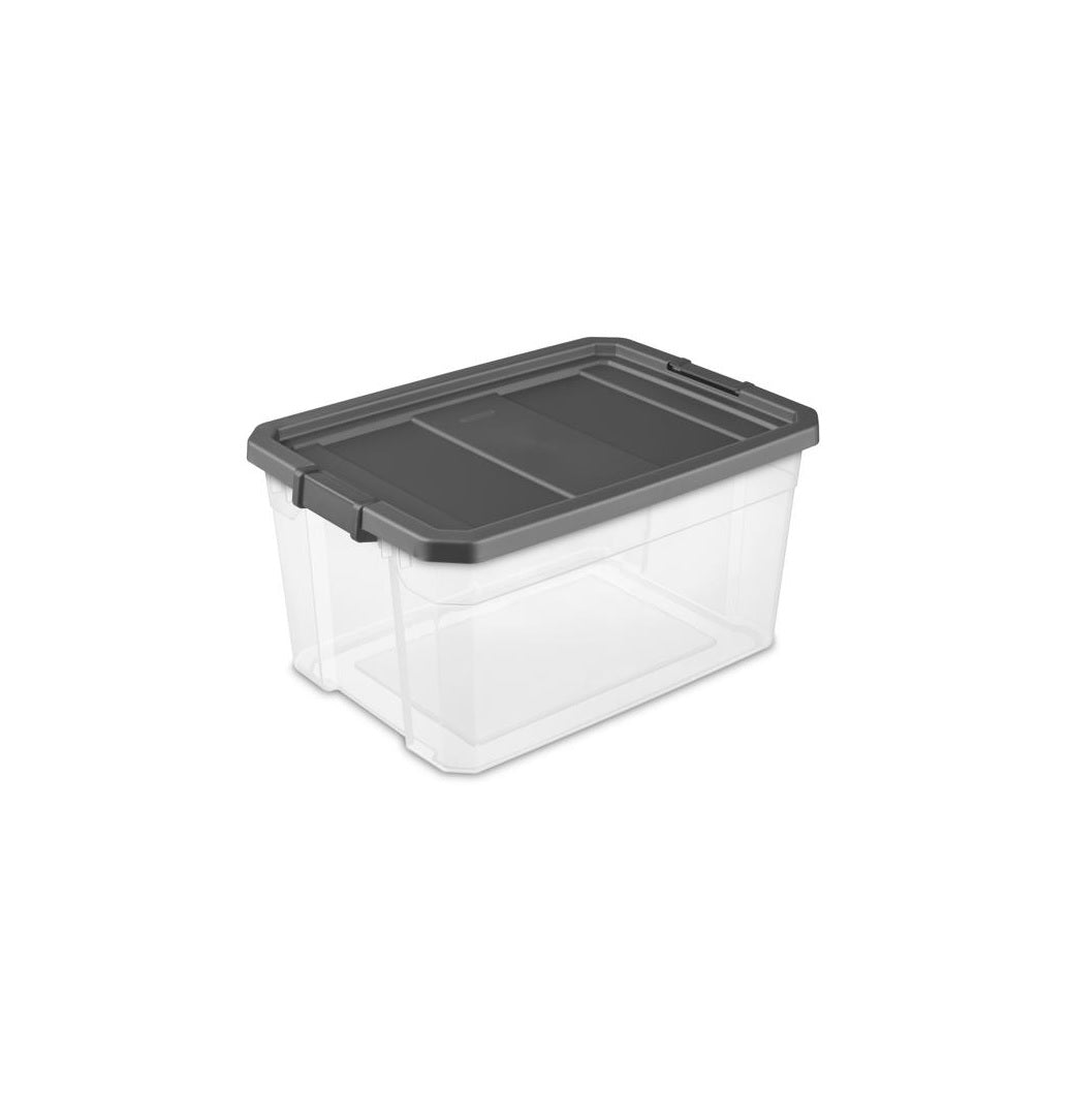 Sterilite 14763V06 Storage Box, Clear/Gray, 76 Quart