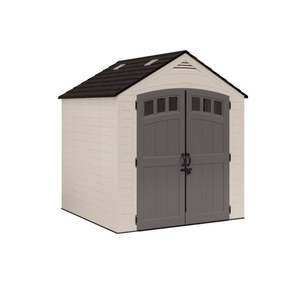 Suncast BMS7727 Cloverdale Storage Shed with Floor Kit, Beige, 7 Ft X 7 Ft