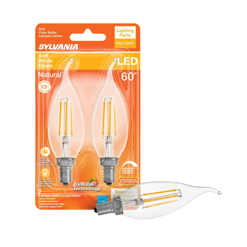 Sylvania 40757 Natural B10 LED Light Bulbs, 5.5 Watts