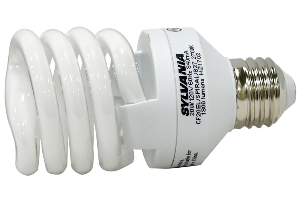 Sylvania 26348 T2 Spiral Compact Flourescent Light Bulbs, 20 Watts