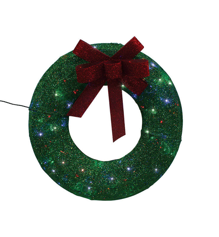 Sylvania V54352-71 Illuminet LED Yard Art Christmas Wreath, Mesh, Green, 28" H