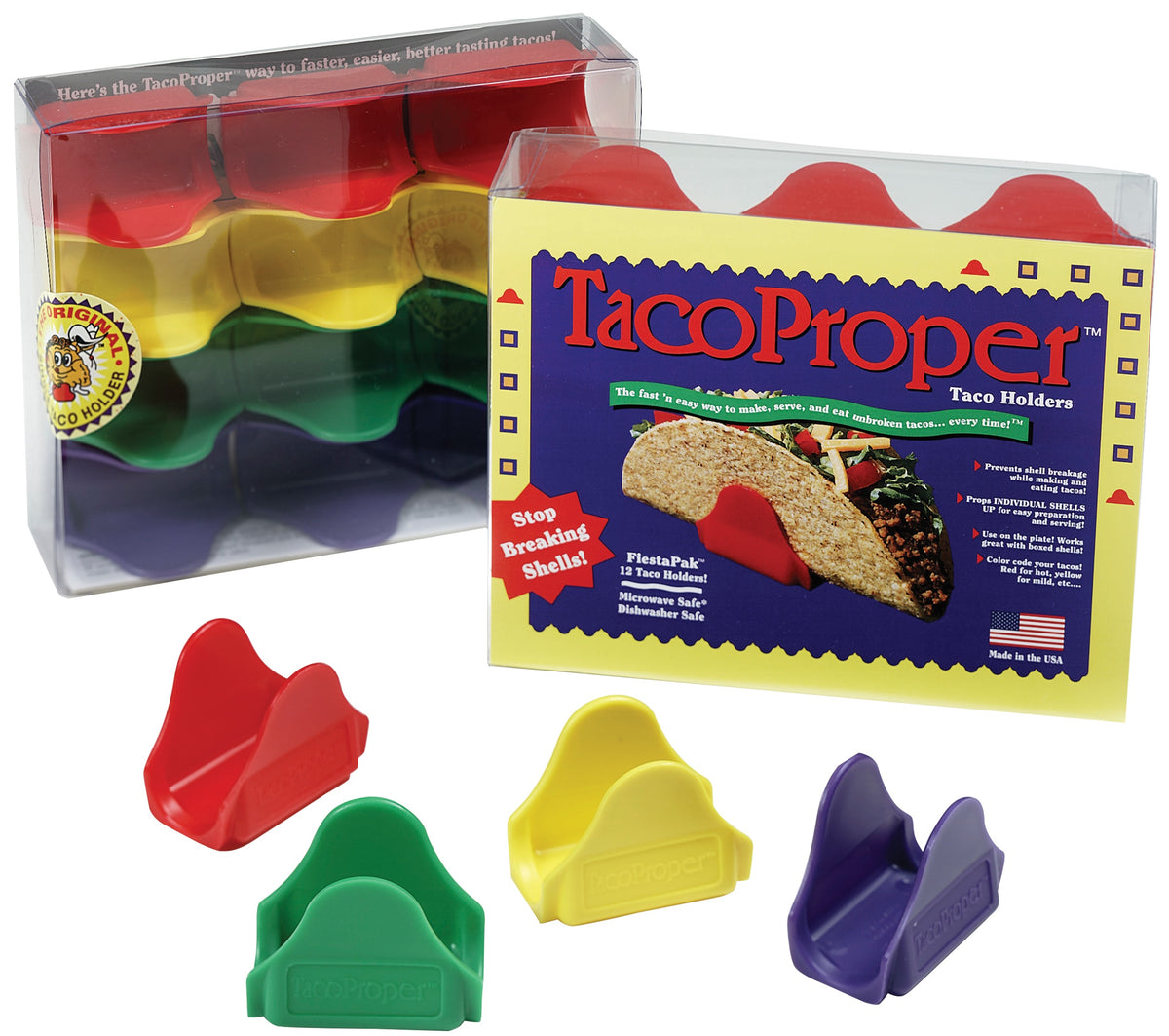 TacoProper 11934PF FiestaPak Taco Holders, Assorted Colors