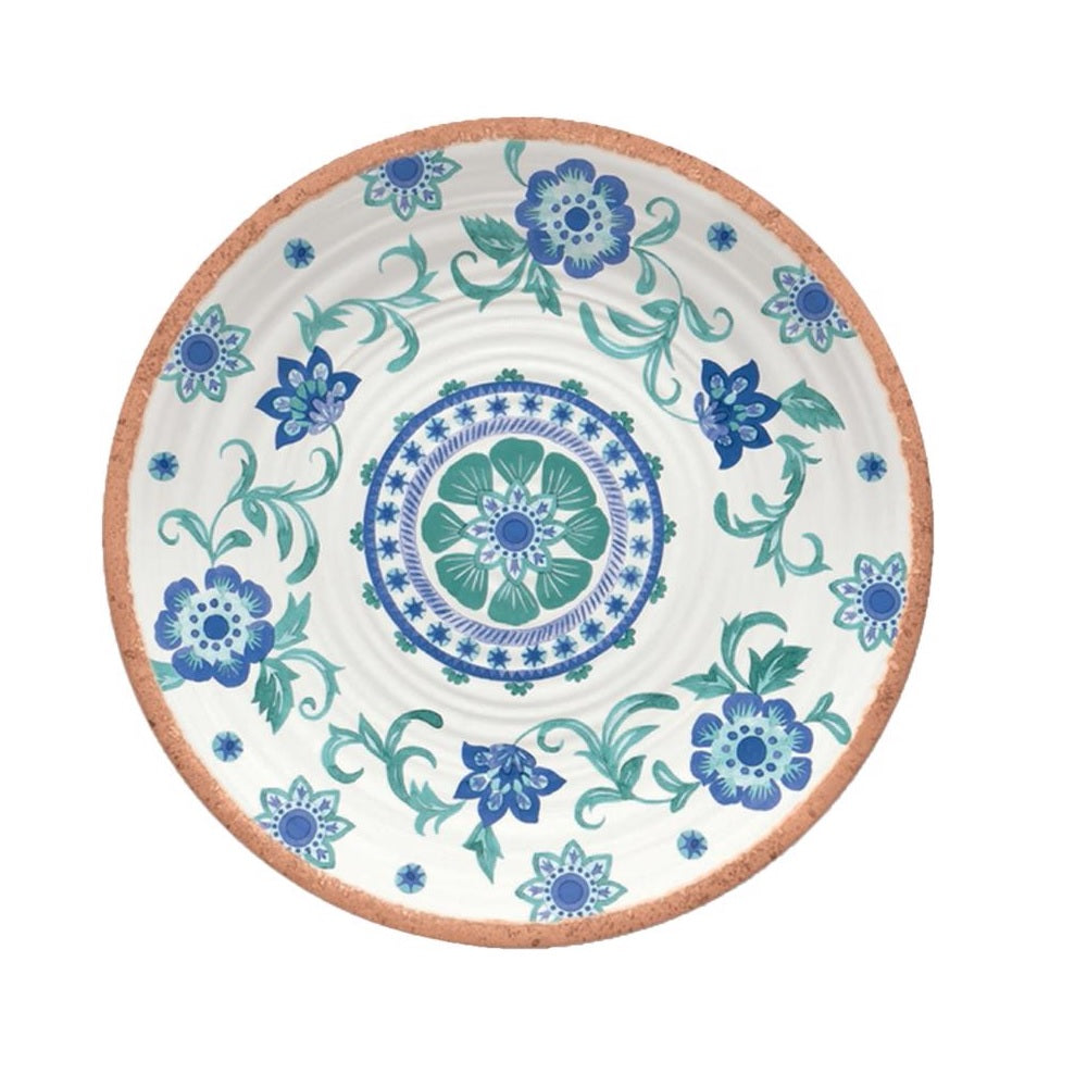 TarHong PAN0140MPRTF Melamine Rio Turquoise Floral Platter, Multicolored