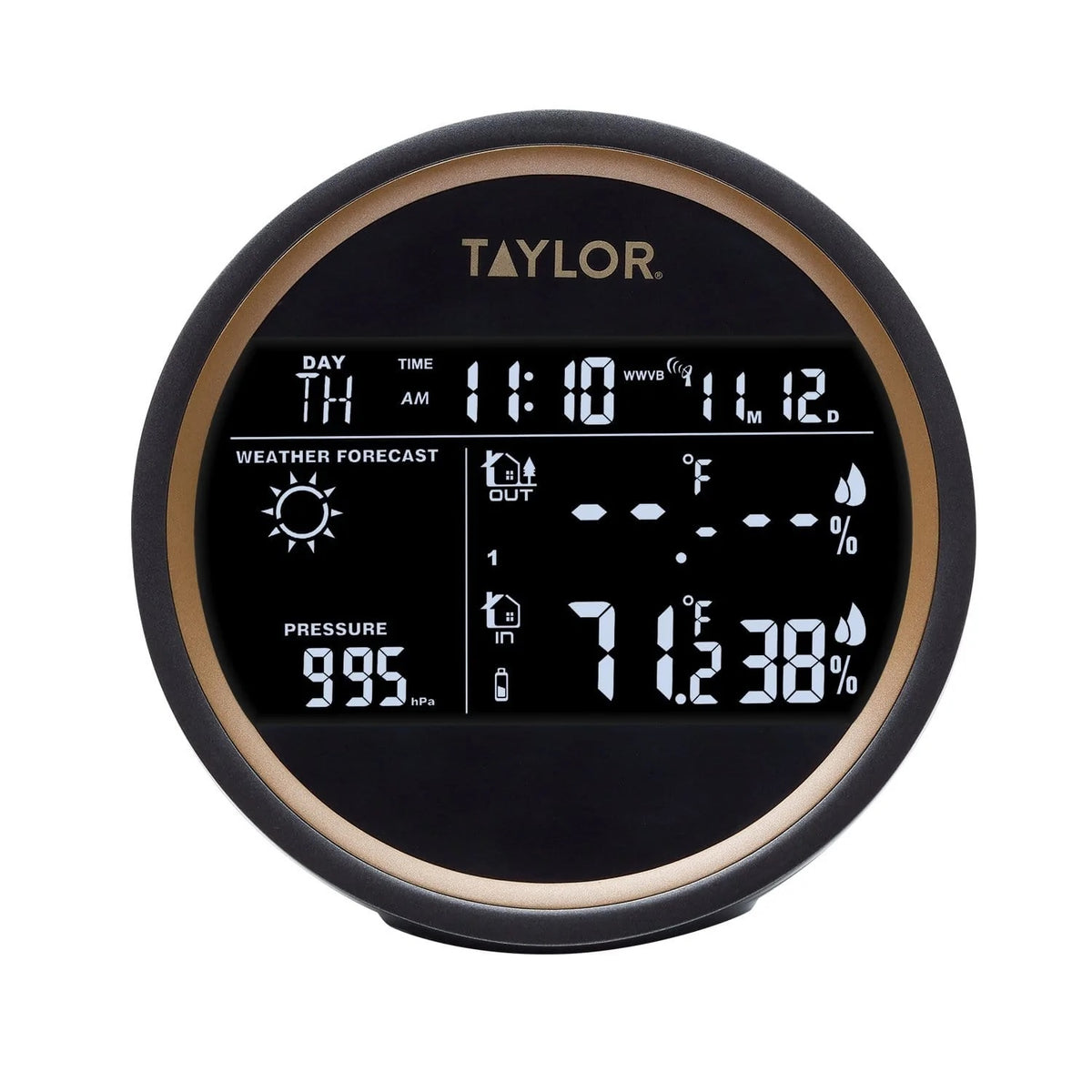Taylor 5282011 Digital Round Weather Forecaster With LED, Multicolor