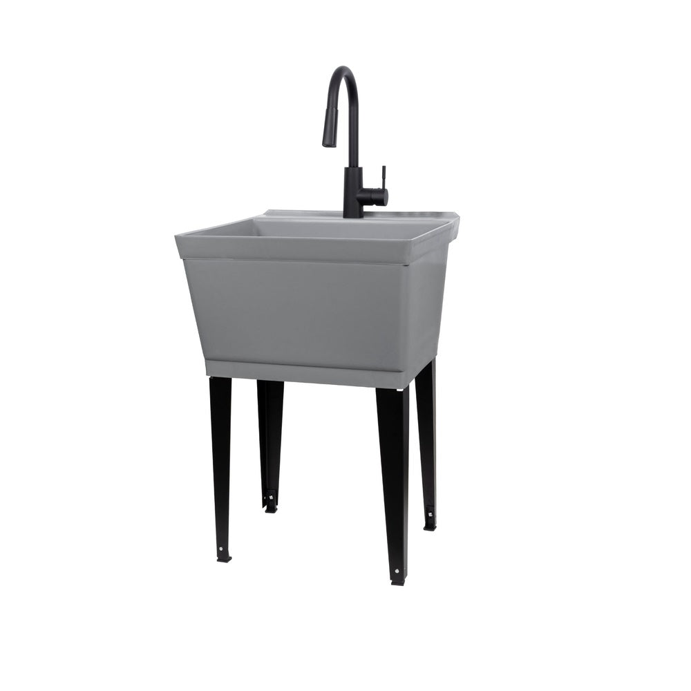 Tehila 040US6508GRYBLK Freestanding Laundry Tub, Plastic