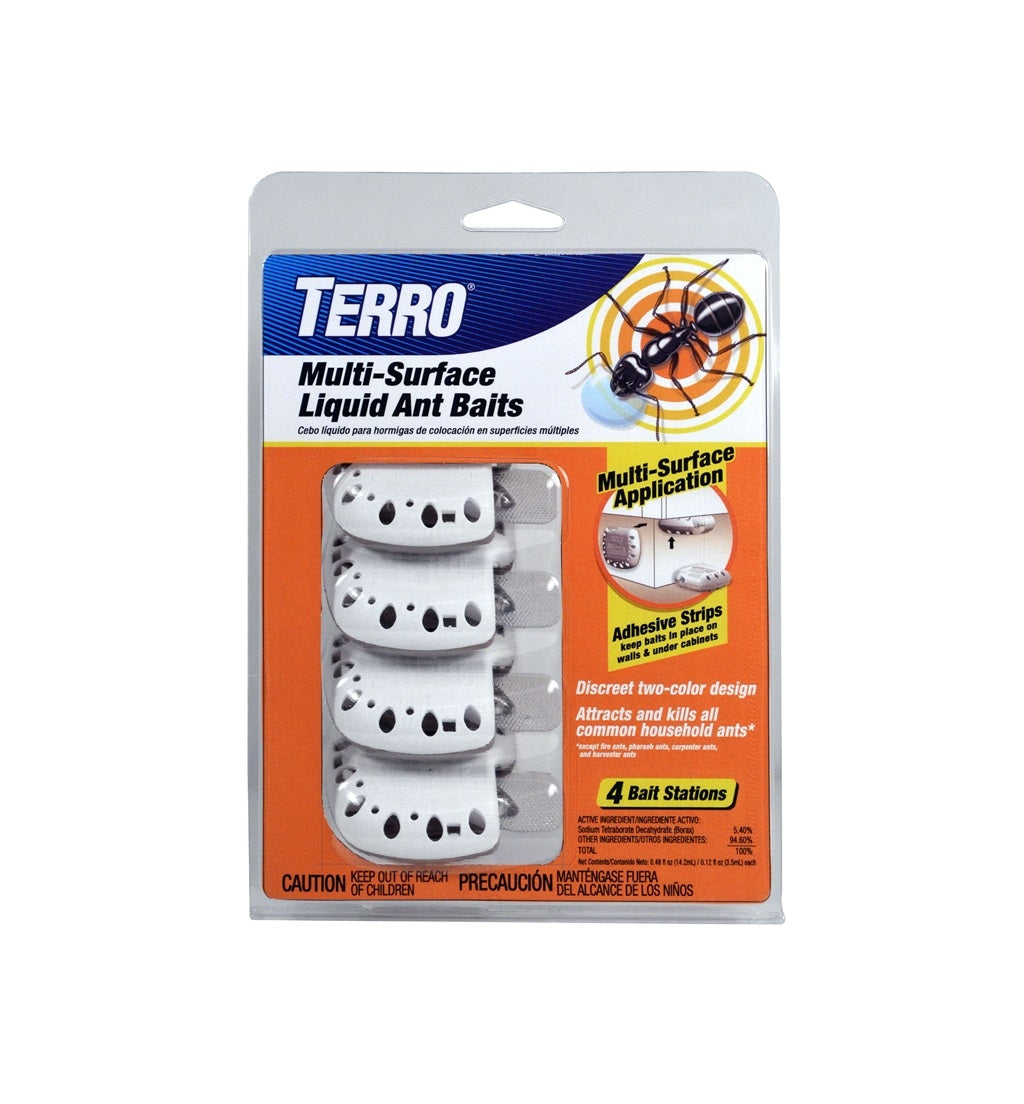 Terro T334B Multi Surface Liquid Ant Bait, Liquid, Mild Sweet, 4 Count