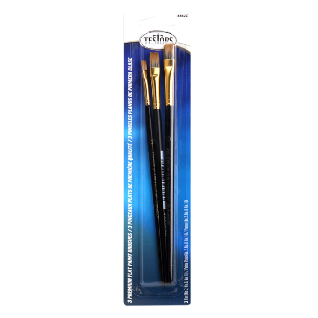 Testors 8862C Premuim Paint Brush Set, Flat, 3 Pack