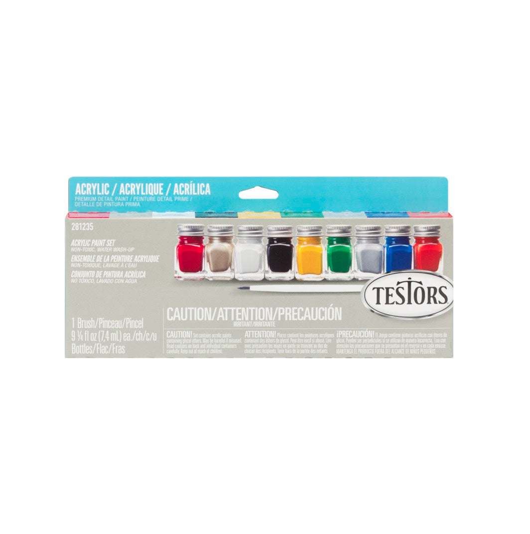 Testors 281235 9-Colors Acrylic Paint Set, 0.25 oz