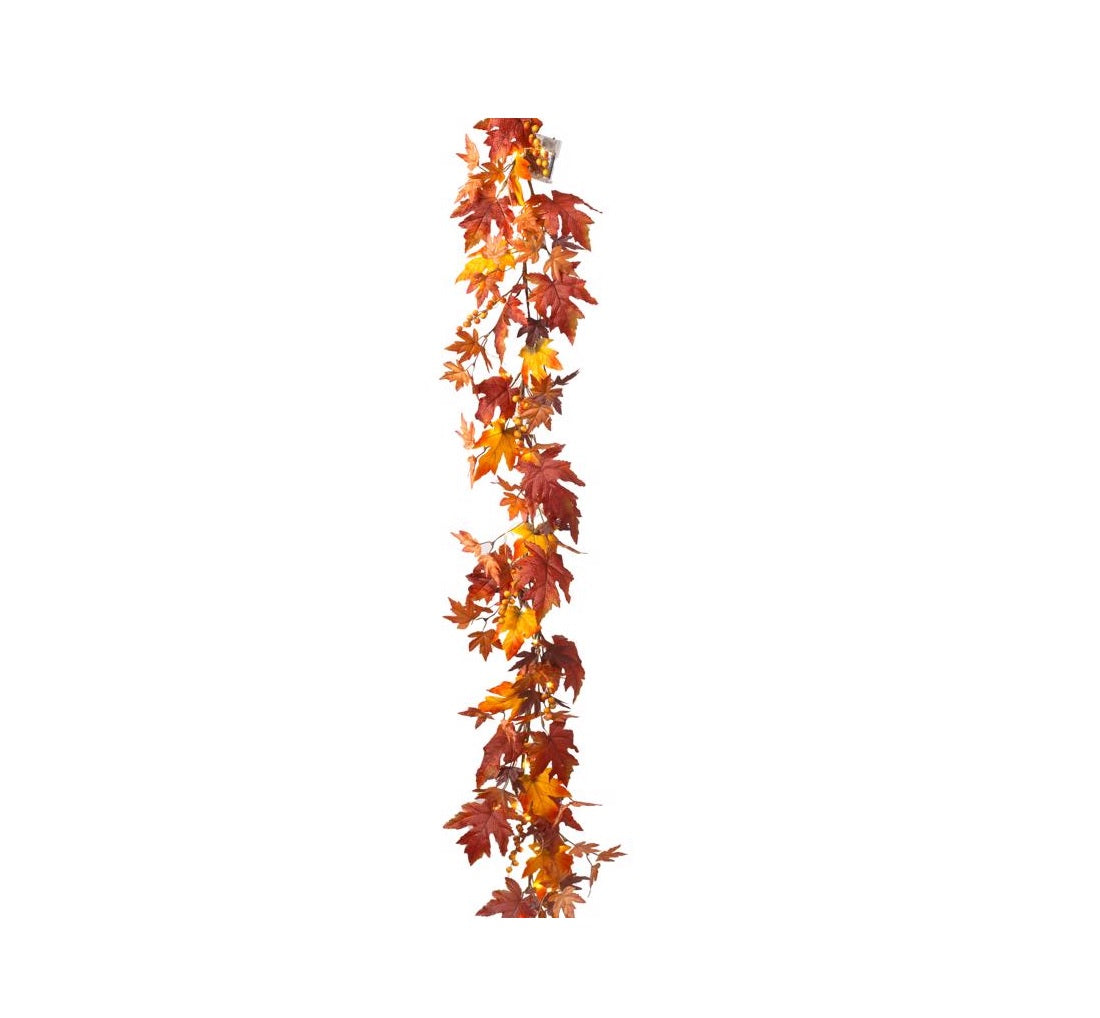 The Gerson Company 2595110 Leaf Garland Harvest Decor, Warm White