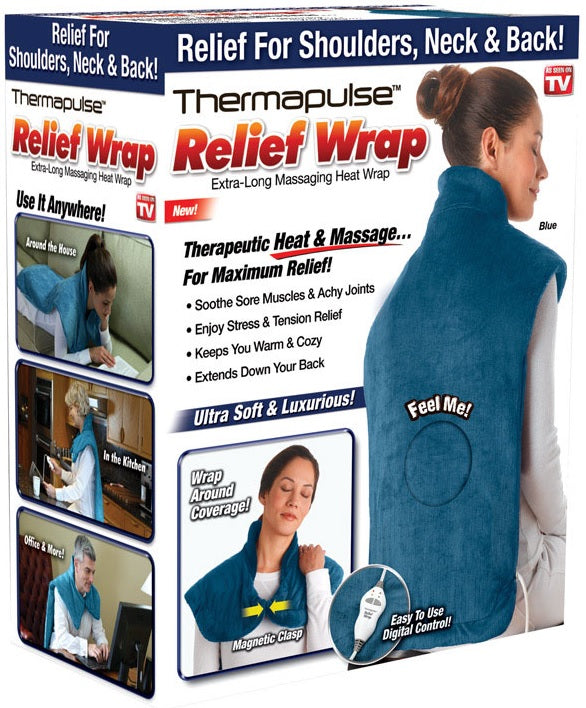 Thermapulse Relief Wrap RWBLUE-MC6/3 As Seen On TV Massaging Heat Wrap, Blue