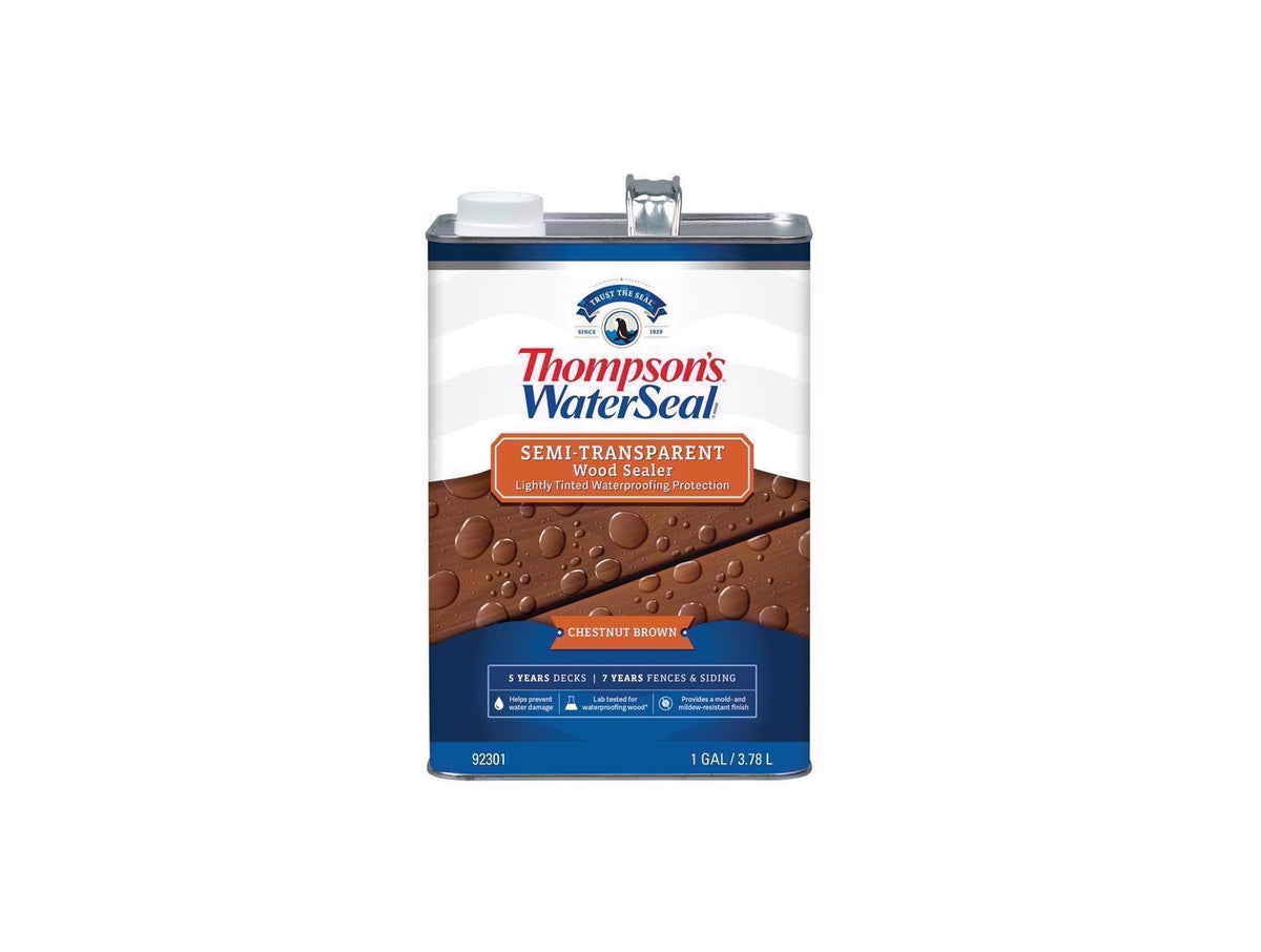 Thompson's WaterSeal TH.092301-16 Semi-Transparent Wood Sealer, Chestnut Brown, 1 Gallon