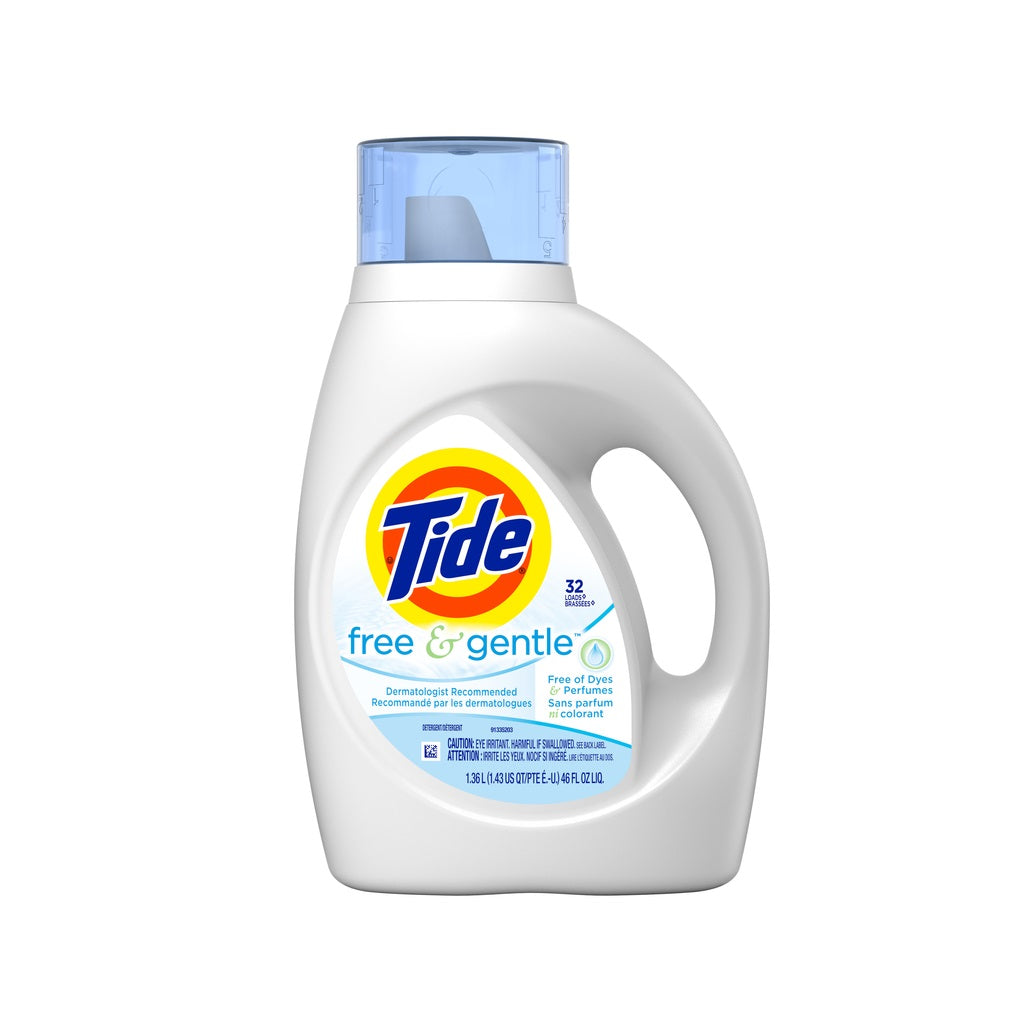 Tide 04182 Free & Gentle Liquid Laundry Detergent, 46 Oz