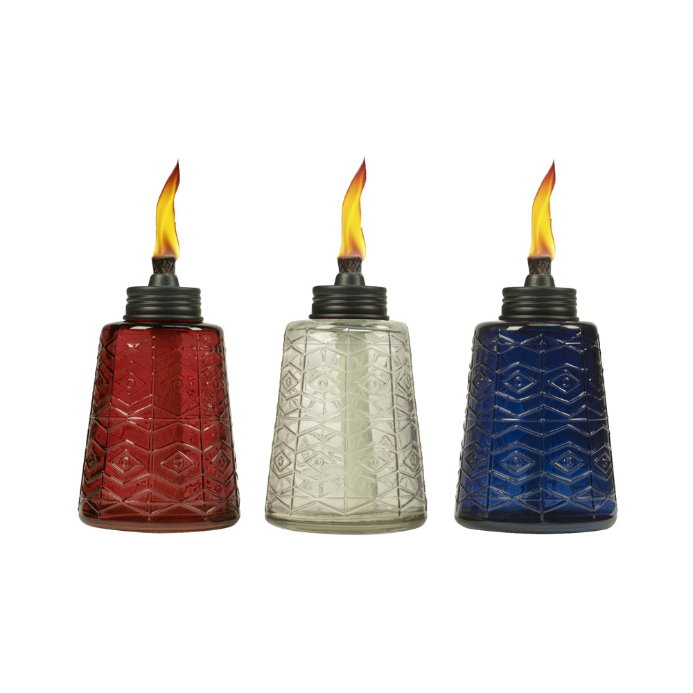 Tiki 1117060 Table Torch, Glass, Assorted colors, 6 inch