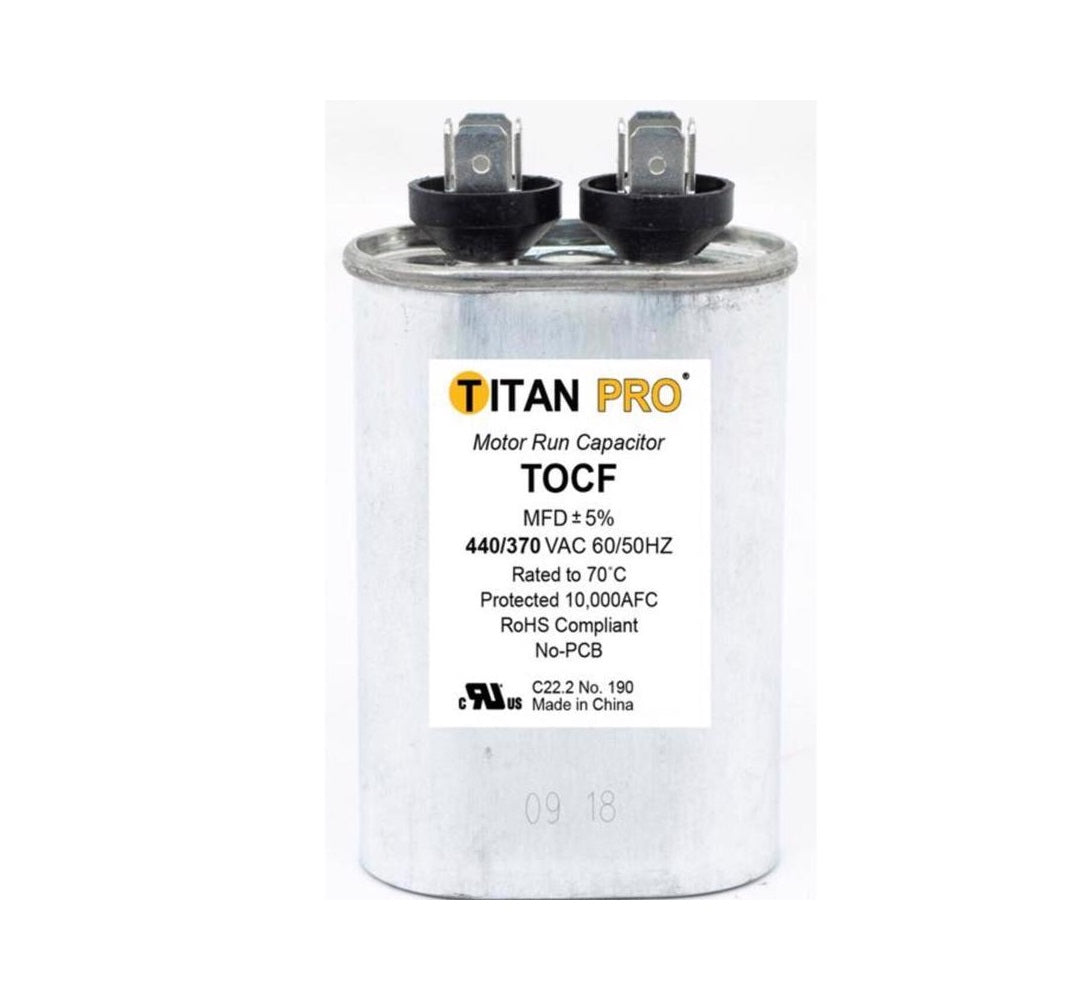 Titan Pro TOCF2 2 MFD Oval Run Capacitor, Aluminum