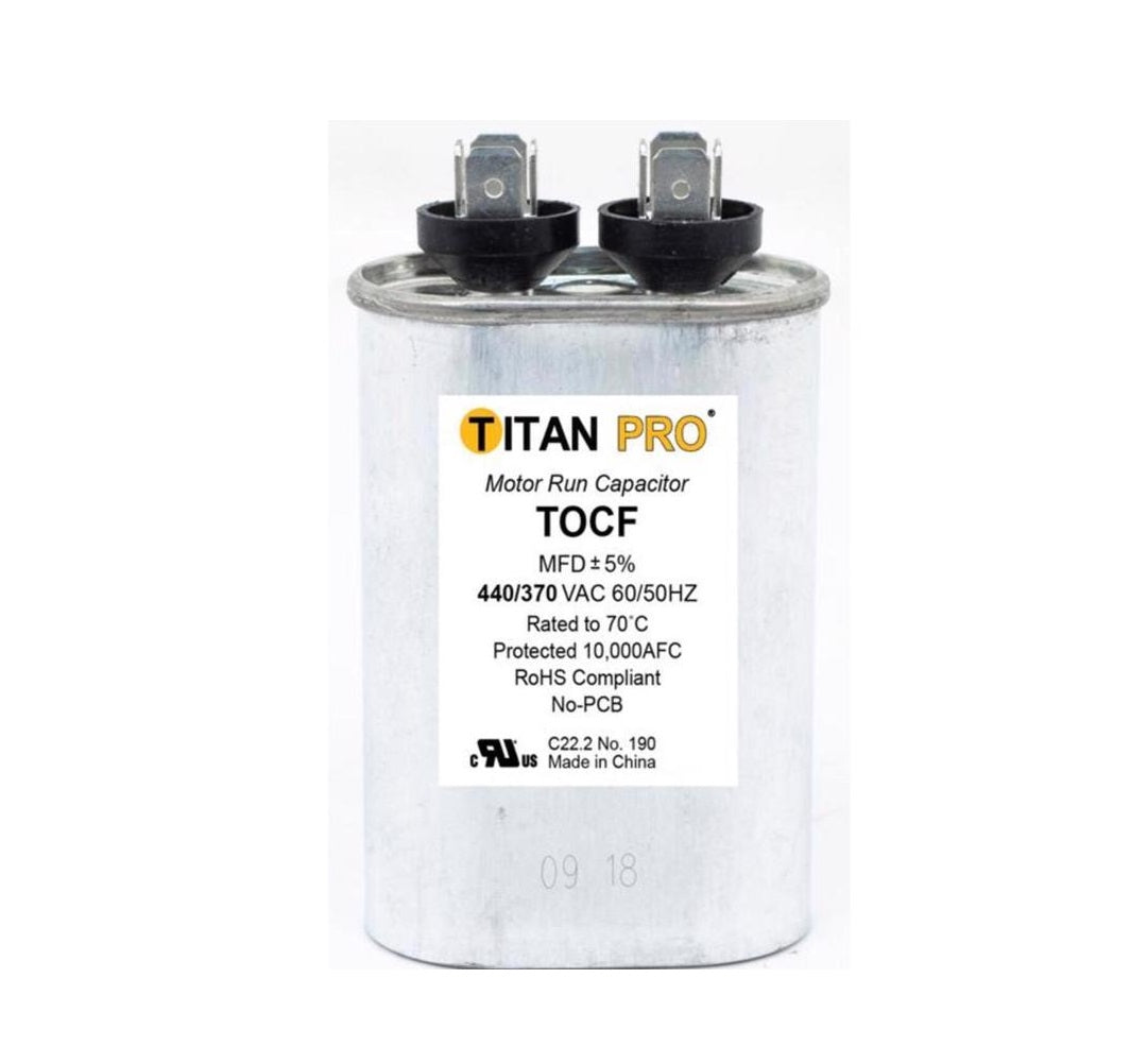 Titan Pro TOCF4 4 MFD Oval Run Capacitor, Aluminum