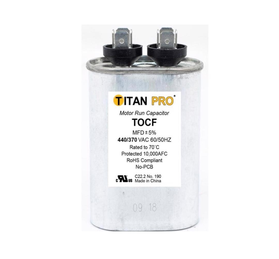 Titan Pro TOCF5 5 MFD Oval Run Capacitor, Aluminum