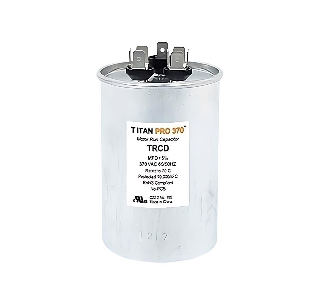 Titan Pro TRCD7010 70+10 MFD Round Run Capacitor, Aluminum