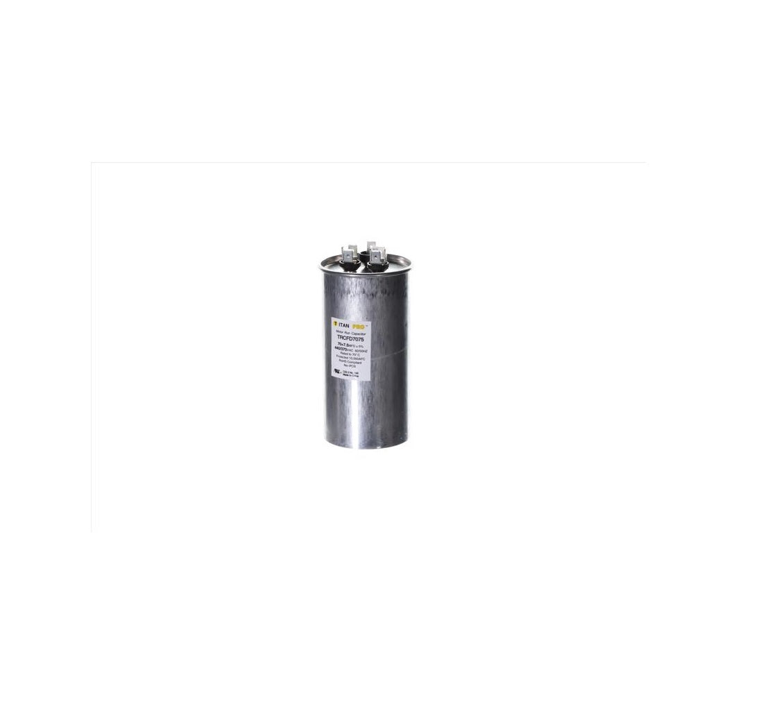 Titan Pro TRCFD7075 70+7.5 MFD Round Run Capacitor, Aluminum