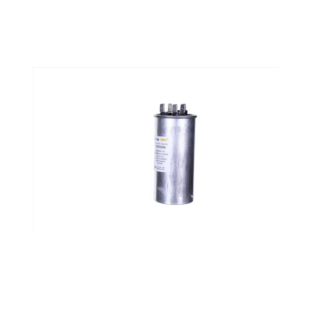 Titan Pro TRCFD355 35+5 MFD Round Run Capacitor, Aluminum