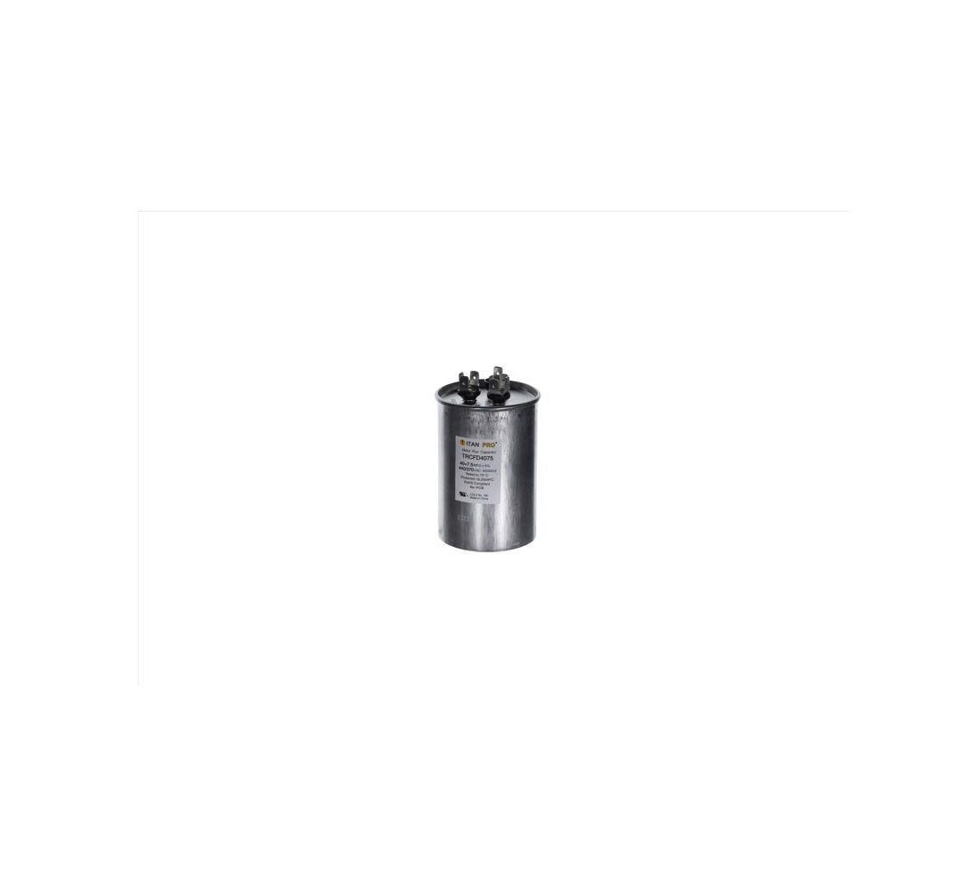 Titan Pro TRCFD4075 40+7.5 MFD Round Run Capacitor, Aluminum
