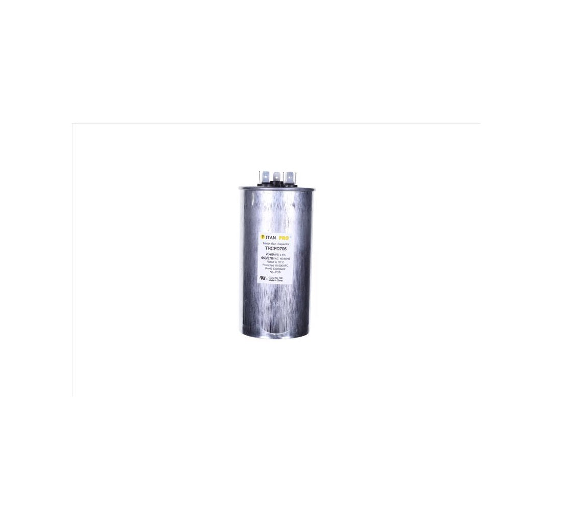 Titan Pro TRCFD705 70+5 MFD Round Run Capacitor, Aluminum