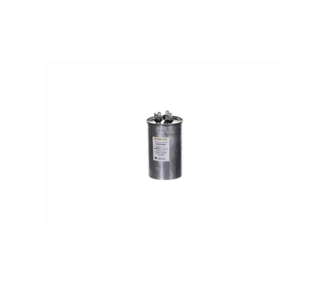 Titan Pro TRCFD505 50+5 MFD Round Run Capacitor, Aluminum