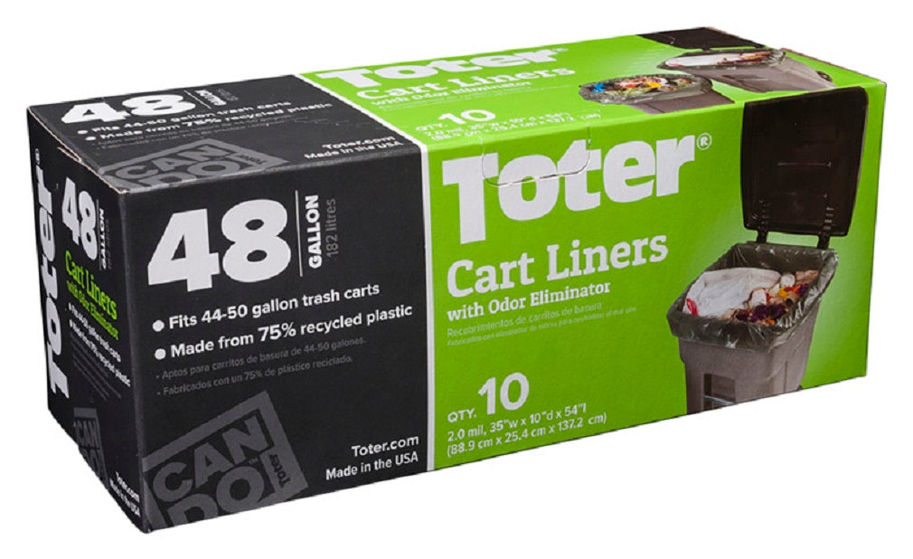Toter GB048-R1000 Trash Cart Liner, Plastic, Black, 48 Gallon