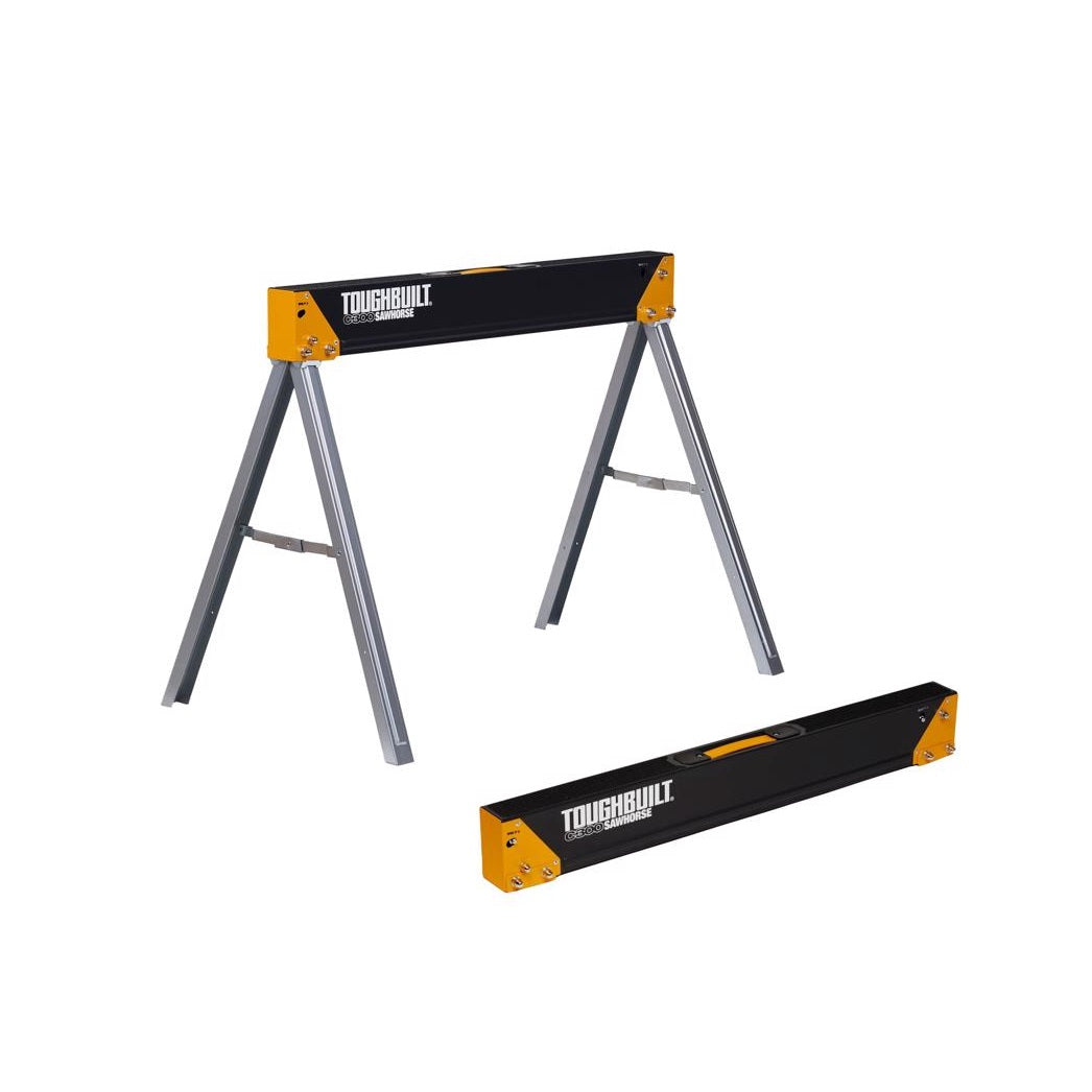 ToughBuilt TB-C300 Folding Sawhorse, Black/Silver, 1100 lb. capacity