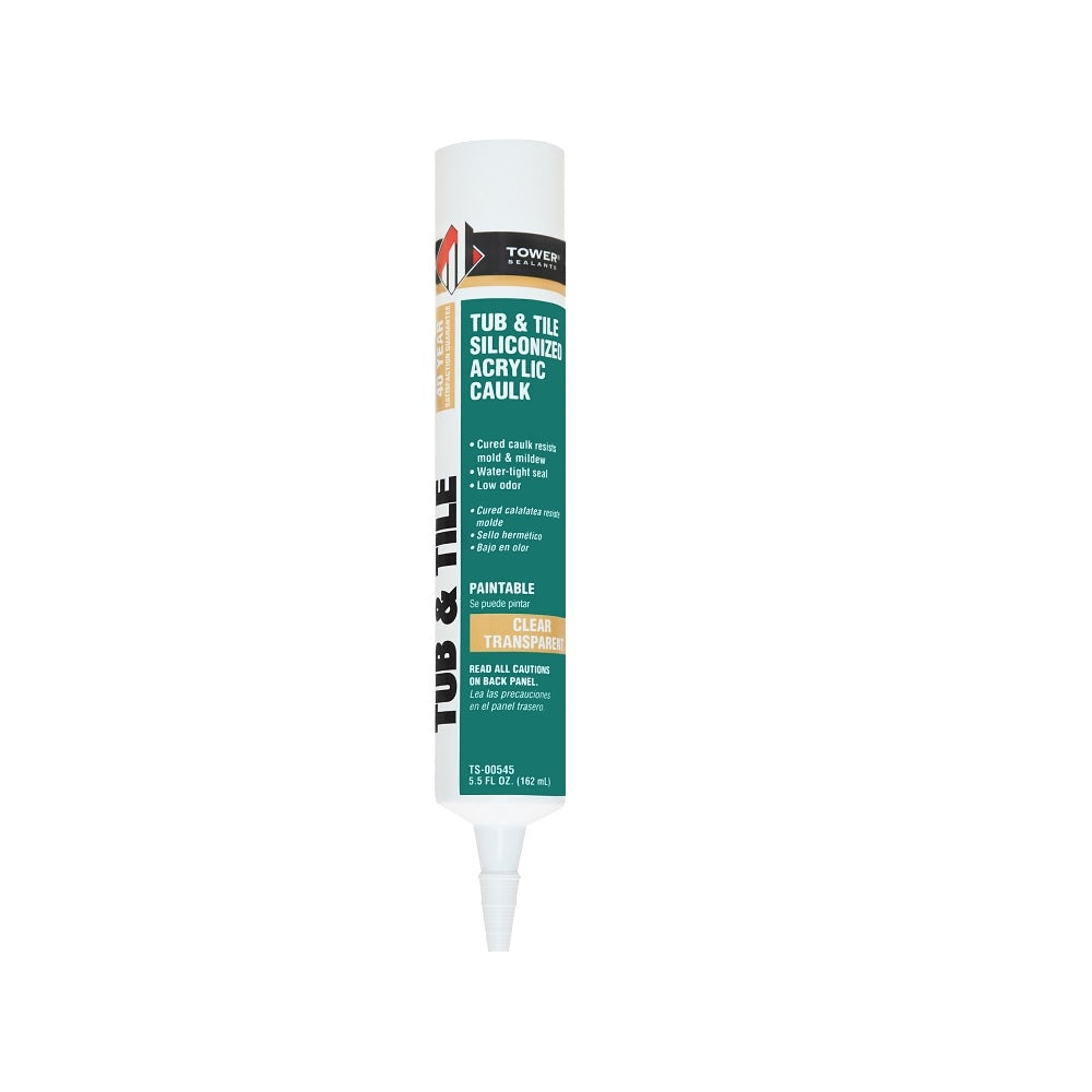 Tower Sealants TS-00545 Tub and Tile Silicone Acrylic Caulk, 5.5 Ounce