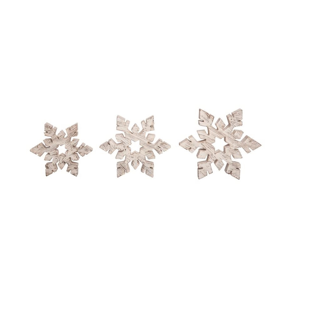 Transpac TC01089 Rustic Christmas Snowflake, White
