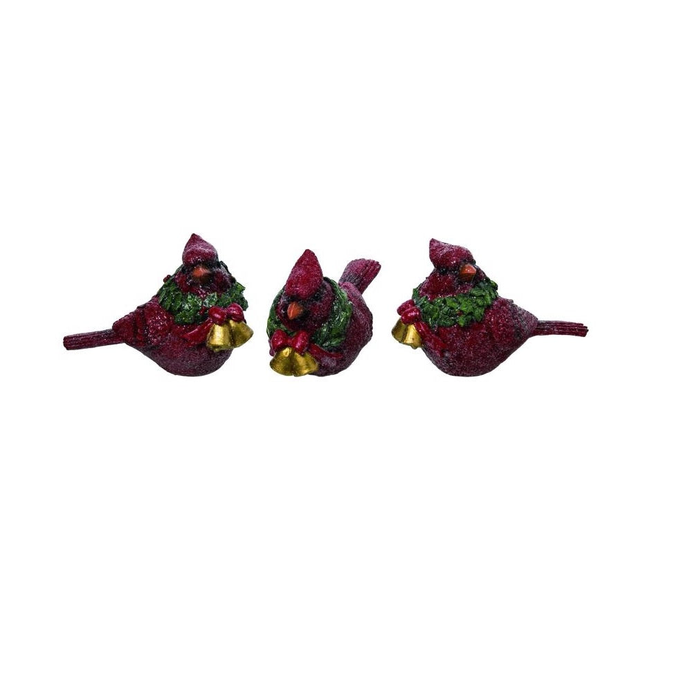 Transpac Y9768 Cardinal With Wreath Figurine Christmas Decor, Red