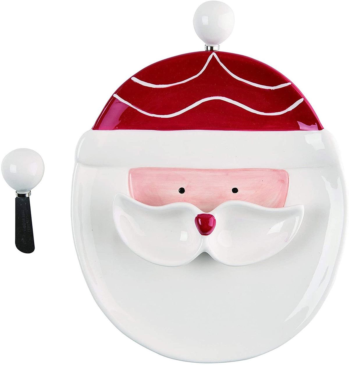 Transpac Y6826 Dolomite Gnome Santa Chip & Dip Christmas Decor, Red/White